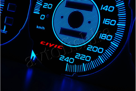 Honda Civic (92-95) светодиодные шкалы (циферблаты) без оборотов в минуту - дизайн 2