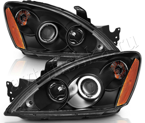 Mitsubishi Lancer 9 (03-07) фары передние линзовые черные, комплект 2 шт.