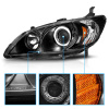 Honda Civic, Ferio (2003-2005) передние фары линзованные черные с ангельскими глазками