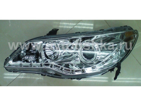 Honda Civic VIII (06-) фары передние линзовые хромированные, со светящимися ободками и светодиодной подсветкой, комплект 2 шт.