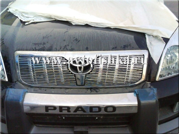 Toyota Land Cruiser Prado 120 (02-) накладки на решетку радиатора, хромированные, комплект 2 шт.