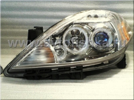 Nissan Tiida (04-) фары передние линзовые хромированные, со светящимися ободками, комплект 2 шт.