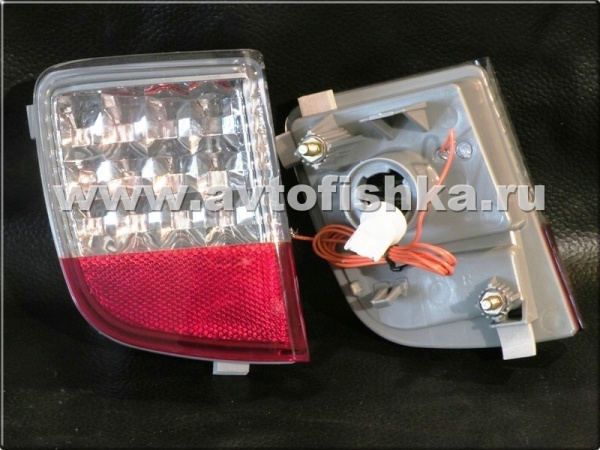 Toyota Land Cruiser 200 (08-) фонари заднего бампера светодиодные красно-хромированные, комплект 2 шт.