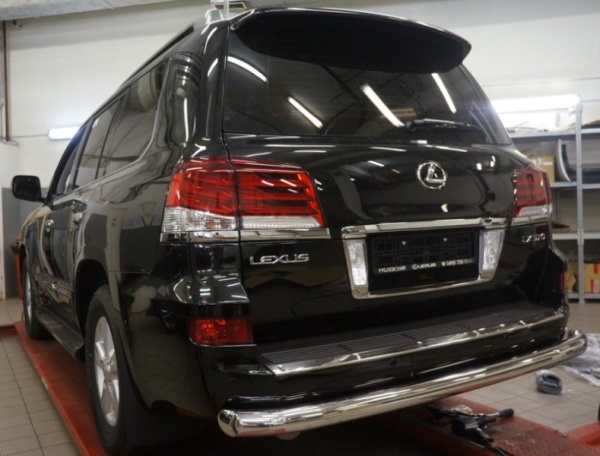 Lexus LX (13–) Защита заднего бампера одинарная d 76 мм, нерж.