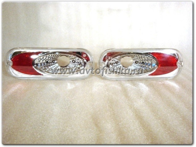 Chrysler PT Cruiser (01-05) фонари задние в бампер красно-хромированные, комплект 2 шт.