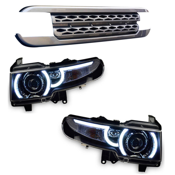 Toyota FJ Cruiser (07-15) фары линзовые в комплекте с решеткой радиатора, дизайн №1