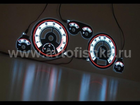Audi A6, C5 (97-04) светящиеся шкалы приборов - накладки на циферблаты панели приборов, дизайн № 2