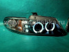 Chrysler Town&Country, Dodge Caravan, Plymouth Voyager (96-00) фары передние линзовые черные со светящимися ободками и светодиодной подсветкой, комплект 2 шт.