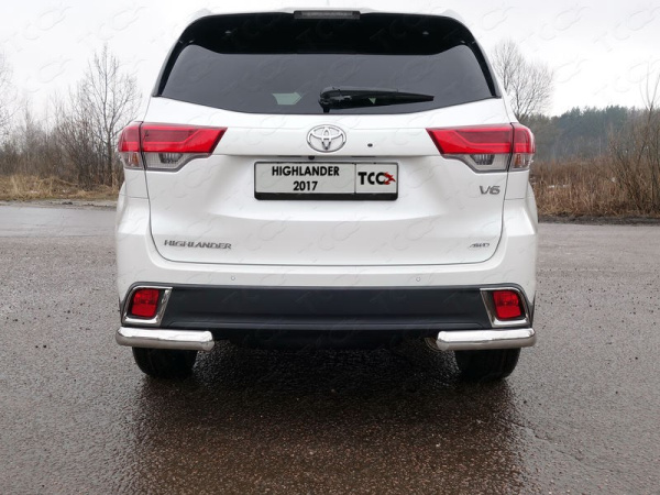 Toyota Highlander (17–) Защита задняя (уголки овальные) 75х42 мм