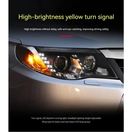 Subaru Forester (09-12) фары передние линзовые черные, с подсветкой DRL, комплект 2 шт.