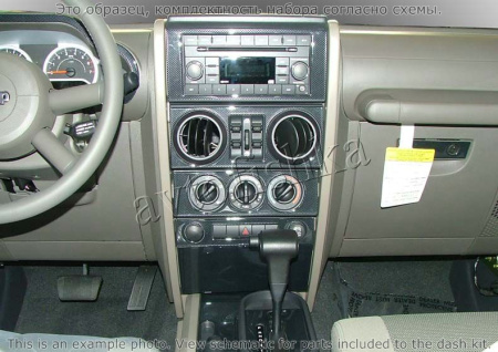Декоративные накладки салона Jeep Wrangler 2007-2010 полный набор, Автоматическая коробка передач