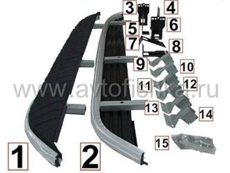 Land Rover Freelander 2 (07-) пороги боковые, подножки, алюминий и пластик, дизайн Оригинал