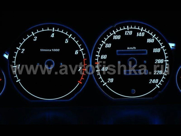 Audi 100 C4; C3 (88-94) светящиеся шкалы приборов - накладки на циферблаты панели приборов, дизайн № 1