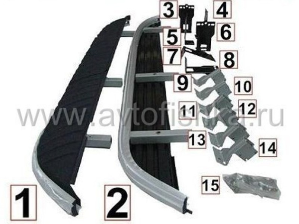 Land Rover Freelander 2 (07-) пороги боковые, подножки, алюминий и пластик, дизайн Оригинал