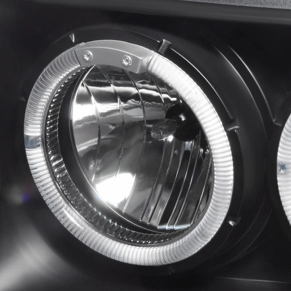 Jeep Grand Cherokee (93-98) передние фары черные тюнинг с ангельскими глазками