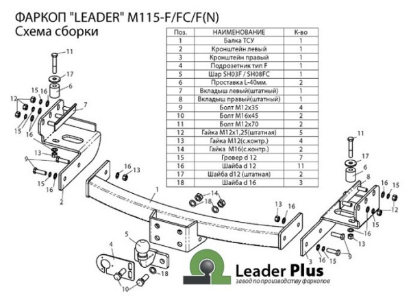 Mitsubishi Pajero Sport (08–/13–/16–) Фаркоп (тягово-сцепное устройство)