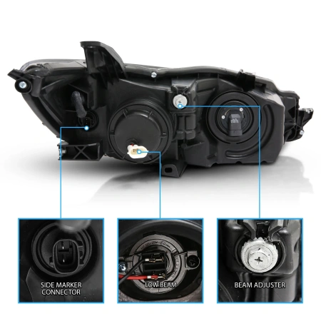 Toyota Camry XV55 рестайл (2015-2017) передние тюнинговые фары с линзами и ДХО, черные