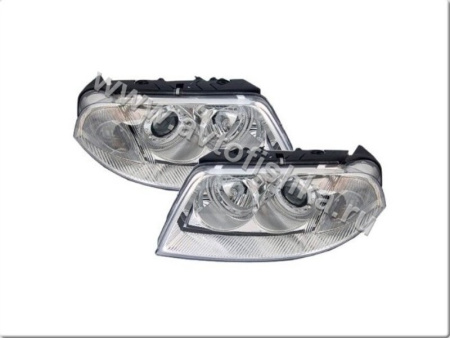 Volkswagen Passat B5 (00-04) фары передние линзовые хромированные, со светящимися ободками, комплект 2 шт.