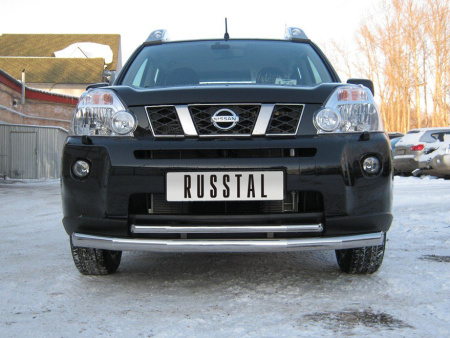 Nissan X-Trail (07-) защита переднего бампера, труба 70 мм / 42 мм