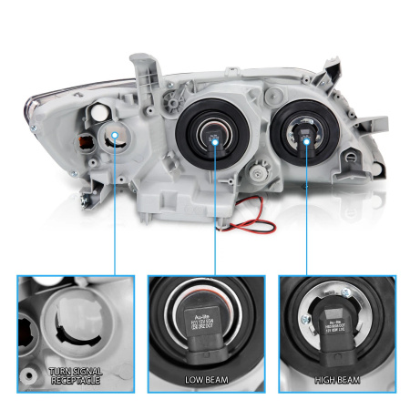 Toyota Camry XV40 (2006-2009) фары передние линзовые черные, со светящимися ободками