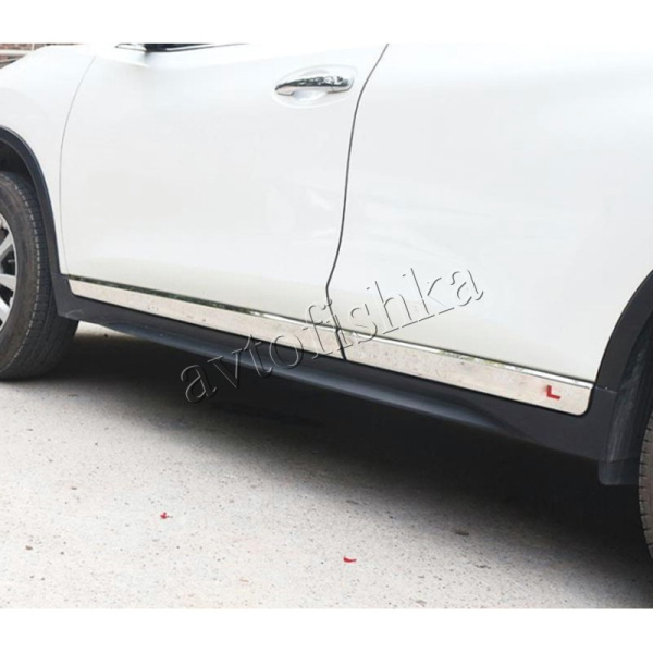 Nissan X-Trail (14–) Молдинги на двери нержавейка.