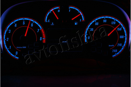 Fiat Punto 2 светодиодные шкалы (циферблаты) на панель приборов - дизайн 1