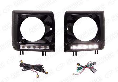 Mercedes-Benz G-Klasse W463 1990 - 2018 Очки на фары черные с хром ДХО