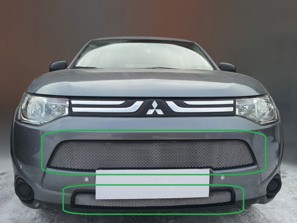 Mitsubishi Outlander (12–13) Защита радиатора, хром (2 части)