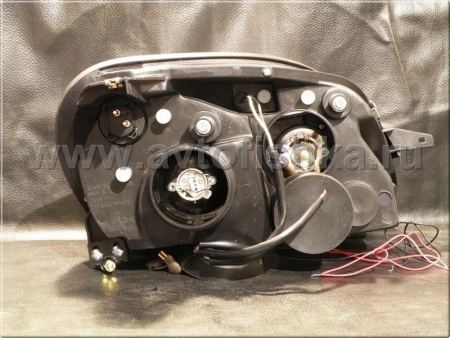 Mercedes SLK R170 (98-04) фары передние линзовые черные, со светящимися ободками, комплект 2 шт.