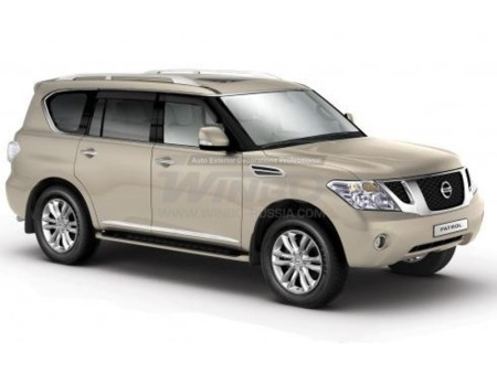Nissan Patrol Y62 (10-) продольные серебристые рейлинги на крышу, в комплекте 2 шт.