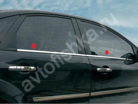 Ford Focus (05-) седан, (09-) хэтчбек наружние планки оконных рамок дверей, из нержавеющей стали, комплект 4 шт.