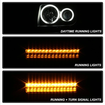 Dodge Nitro (2007-2011) фары передние линзовые черные, с ангельскими глазками и светодиодной подсветкой 