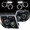 Nissan Pathfinder III, Navara (05-10) фары передние линзовые черные, со светящимися ободками, комплект 2 шт.