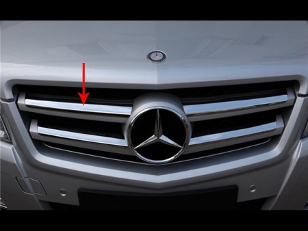 Mercedes-Benz GLK300 X204 (2009-2012) планки из полированной нержавеющей стали на решетку радиатора, комплект 4 шт.