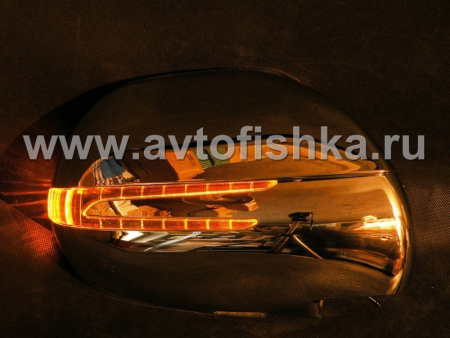 Toyota Land Cruiser Prado 120 (02-) хромированные корпуса боковых зеркал, со светодиодным поворотником в стиле Стрела и с подсветкой Welcome, комплект 2 шт.