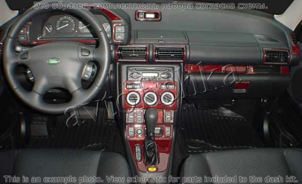 Декоративные накладки салона Land Rover Freelander 2002-2003 полный набор, 34 элементов.
