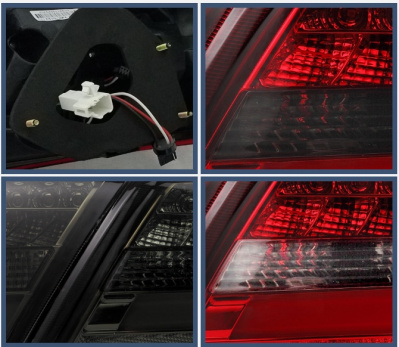 Toyota Camry V40 (2006-2011) задние светодиодные фонари красно-хромированные, комплект 2 шт.