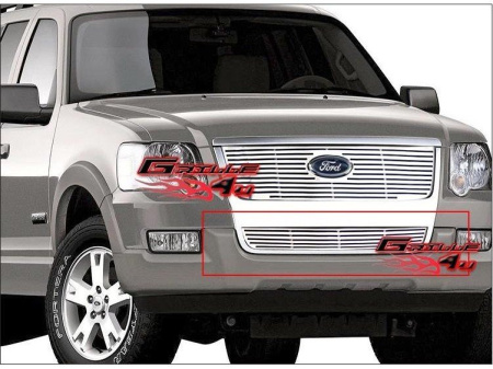 Ford Explorer (06-) нижняя накладка на решетку переднего бампера алюминиевая, горизонтальный дизайн.