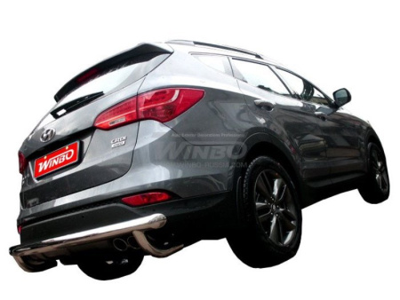 Hyundai Santa Fe (2012-) защита заднего бампера из нержавеющей стали, труба 60 мм