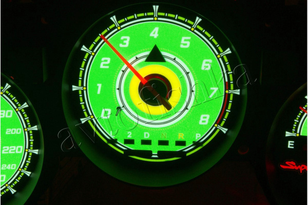 Toyota Supra MK4 светодиодные шкалы (циферблаты) на панель приборов - дизайн 3