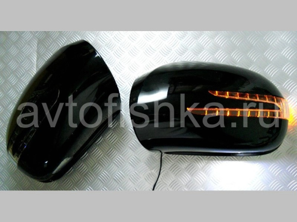 Mercedes W164 ML (05-08) корпуса боковых зеркал черные, со светодиодными поворотниками и подсветкой Welcome, комплект 2 шт.