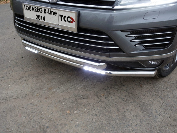 Volkswagen Touareg (14–) Защита передняя нижняя (двойная с ДХО) 60,3/60,3 мм (R-Line)
