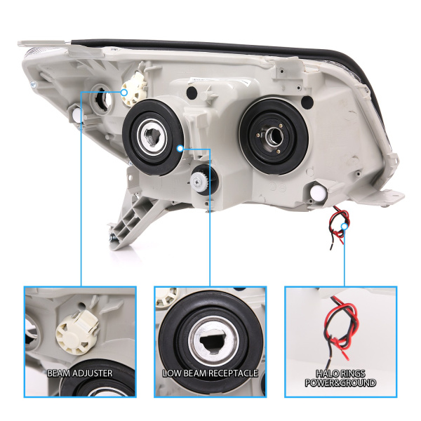 Toyota 4Runner (2006-2009) передние фары хромированные с ангельскими глазками