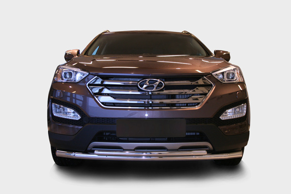 Защита переднего бампера труба d60/42 двойная,Hyundai Santa Fe 2013-, HYSF.48.1617
