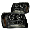 Chevrolet Trailblazer (01-09) фары передние черные, со светящимися ободками, со светодиоднами поворотниками, комплект 2 шт.