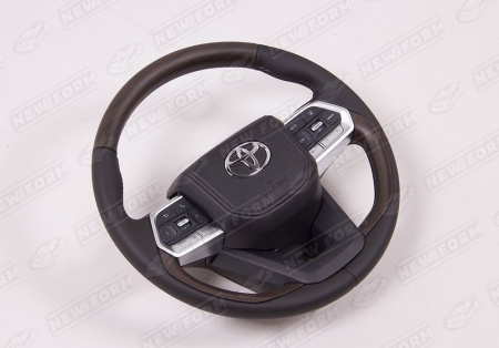 Toyota Land Cruiser LC 200 (1 рестайлинг) 2012 - 2015 Руль коричневое дерево с хромированными элементами