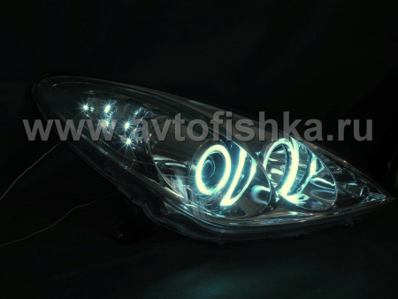 Lexus ES300-350 (01-06) фары передние линзовые хромированные, со светящимися ободками, комплект 2 шт.