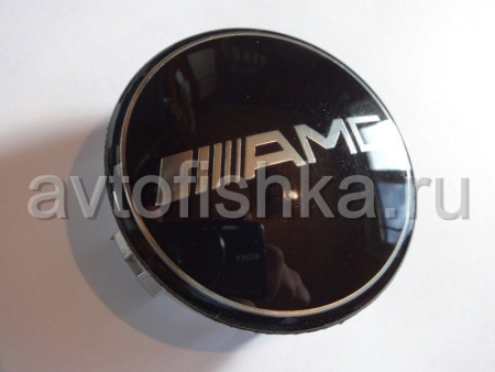Mercedes крышки ступиц колеса с логотипами AMG, черные, комплект 4 шт. (75 мм)