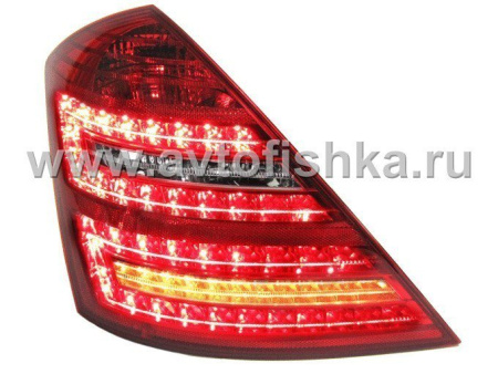 Mercedes S W221 (05-09) фонари задние светодиодные красно-хромированные, дизайн после 2009 года, комплект 2 шт.