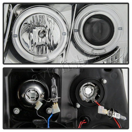 Chevrolet Tahoe (07-), Avalanche (07-) фары передние линзовые хромированные, со светящимися ободками и светодиодной подсветкой, комплект 2 шт.